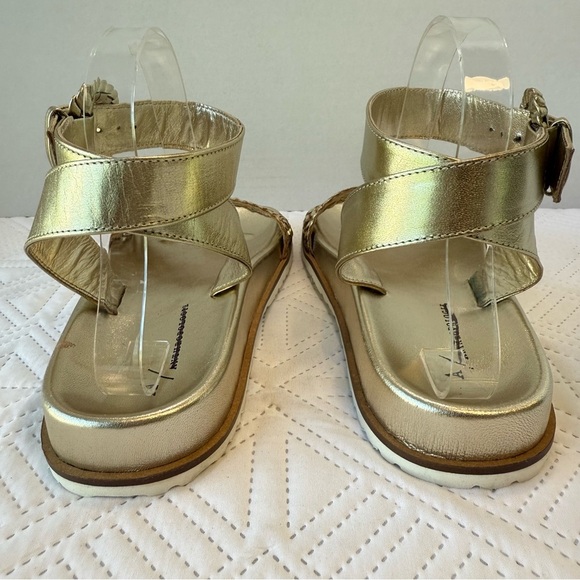 Anthropologie Woven Sandals In Gold Size 39 - Picture 9 of 10